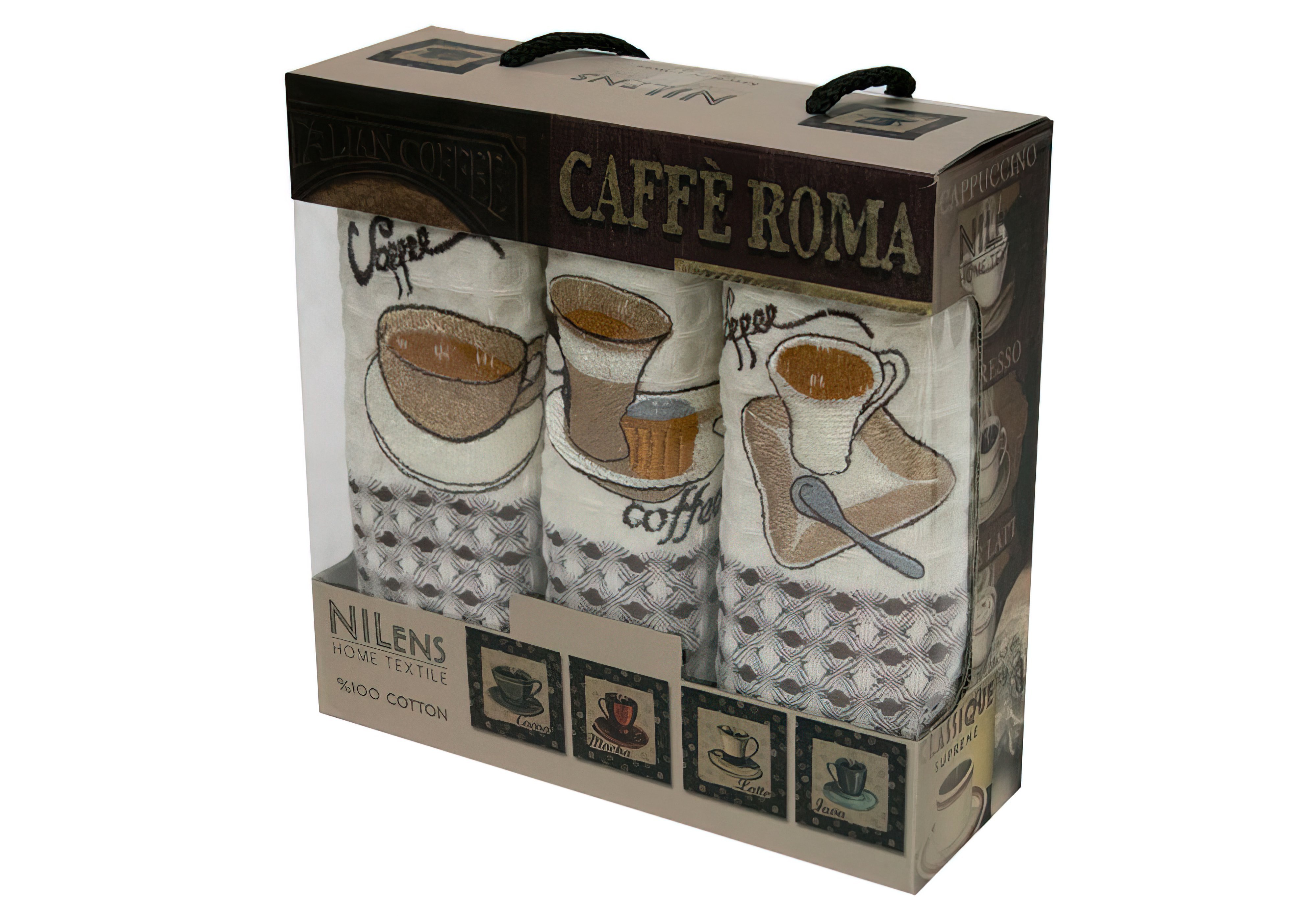 Набор кухонных полотенец Caffe roma 04 Nilteks, Длина 50см, Ширина 35см