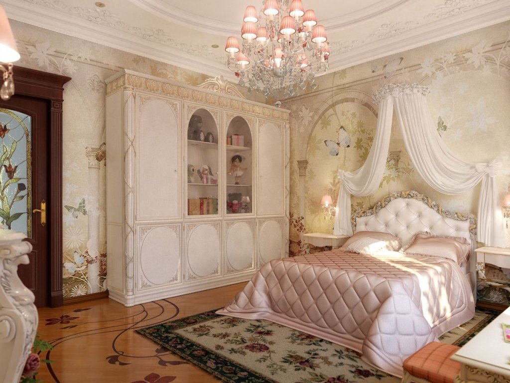 рожева спальня в класичному стилі