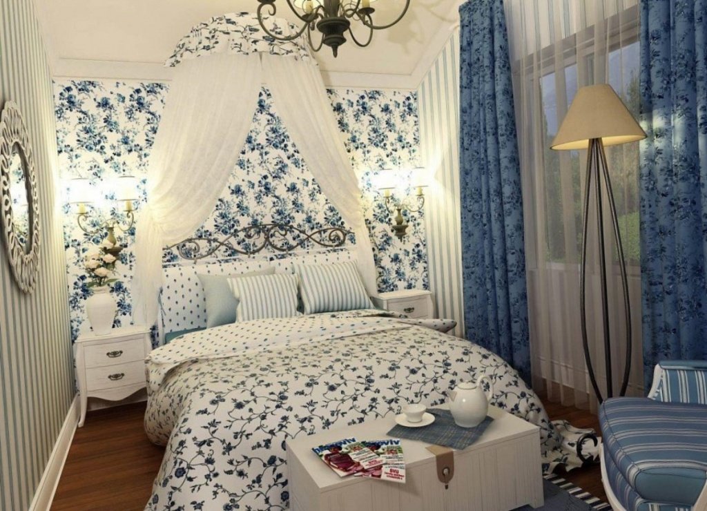 синя спальня в стилі прованс